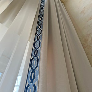 Curtains With Ribbon Trims, Custom Draperies With Border Trim