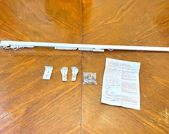 Heavy Duty Traverse Curtain Rod Set – One Way Draw, Cord Draw – White Metal Pinch Pleat Track for Drapery & Window Treatments