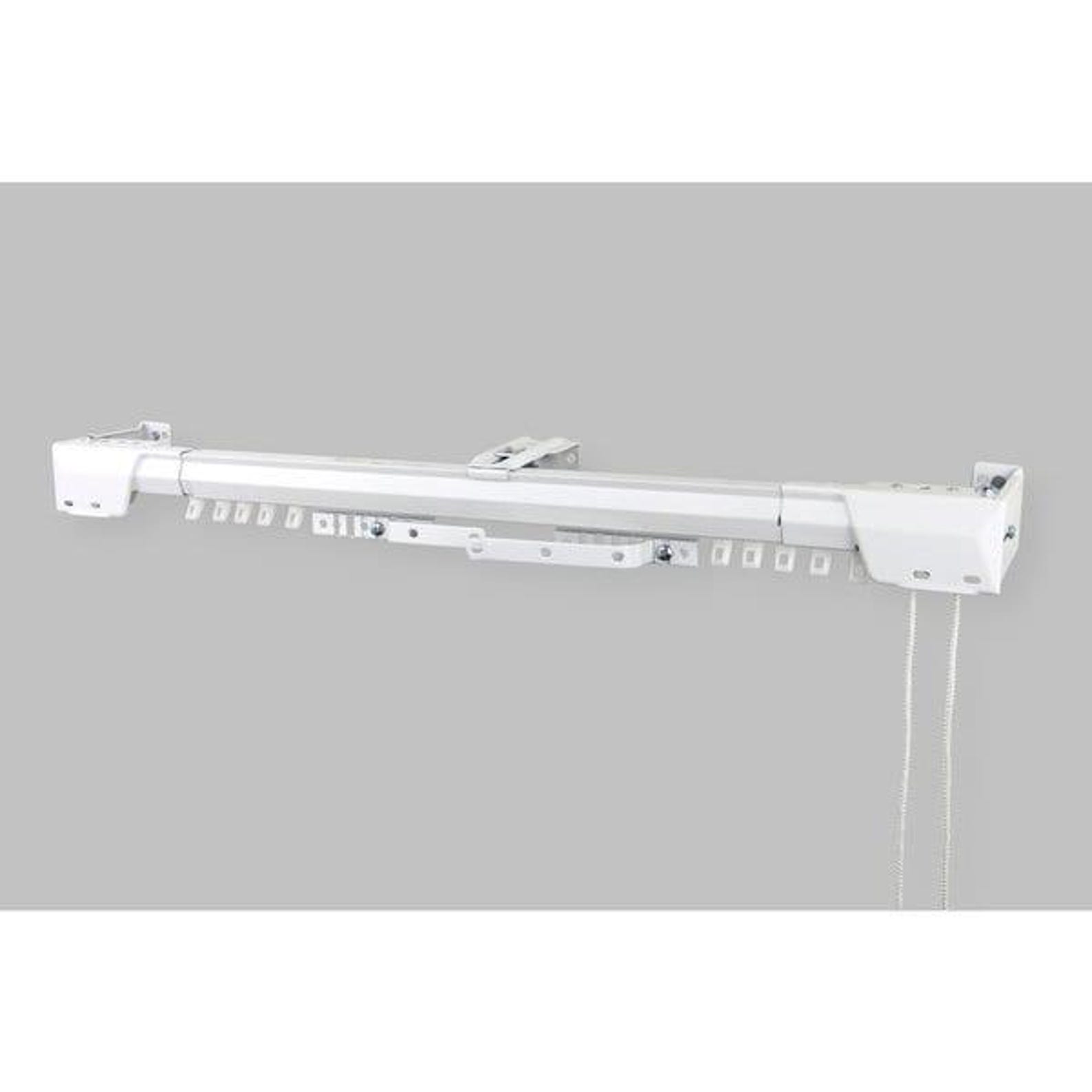 Rod Rope Pinch Heavy Duty Traverse Curtain Rod Set – Center Open, Cord Draw – White ...