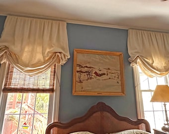 Custom London Roman Shade: Tuscany Linen Window Treatment