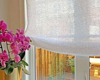 Custom Relaxed European Roman Shade | Cordless mechanism | Made-to-Order Semi-Sheer Shade with Lining | Linen Roman Shade Cordoba