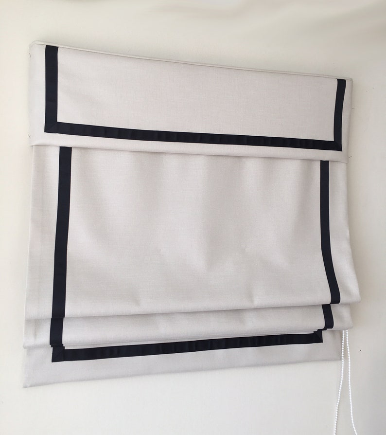 Cordless Relaxed Roman Shade Cream Shade With Decorative Etsy