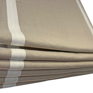 Custom made roman shade, Roman Shade "White with black trim", 100%  linen roman shade, flat style with chain mechanism, window treatments