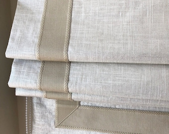 Custom order: relaxed shade, fabric and trim  COM, polycotton lining, chain mechanism
