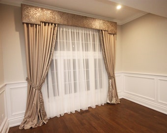 Custom Upholstered Box Valance - "Vanier Splendid" Geometric Pelmet