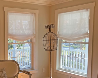 Sheer Linen Roman Shade, Custom Relaxed Window Treatment