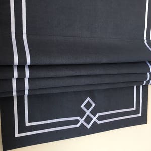 Luxury Linen Roman Shade, Irish Linen with White Ribbon , Double Diamond Design, 100% linen, chain mechanism, custom window treatments
