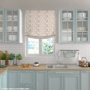 Roman Shades for Windows, Luxury European Relaxed Shades,  Linen blend fabric &quot;Beatrix&quot;, chain mechanism, custom window treatment