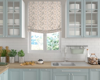 Roman Shades for Windows, Luxury European Relaxed Shades,  Linen blend fabric "Beatrix", chain mechanism, custom window treatment