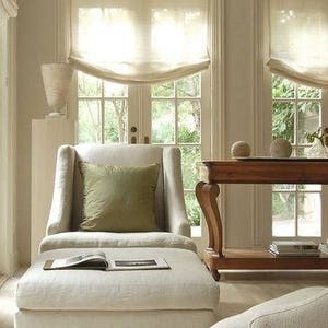 Sheer Roman Shade, European Relaxed "Natural Linen" , 100% linen sheer fabric, chain mechanism, Roman Shades, Custom Made Window Treatment