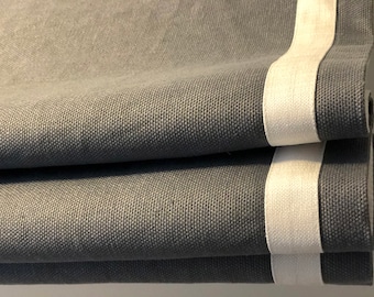 Relaxed Linen Roman Shade, shade with 2 sides inset border, Irish Linen Fabric, with chain mechanism, linen roman shade, window treatments
