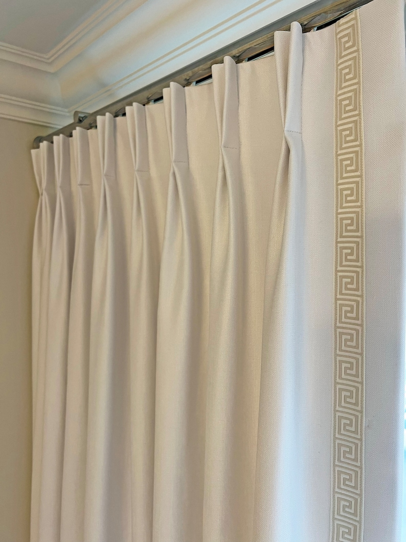 Custom Drapery Panels, Pinch Pleated, Solid Coloured Drapes With Greek ...