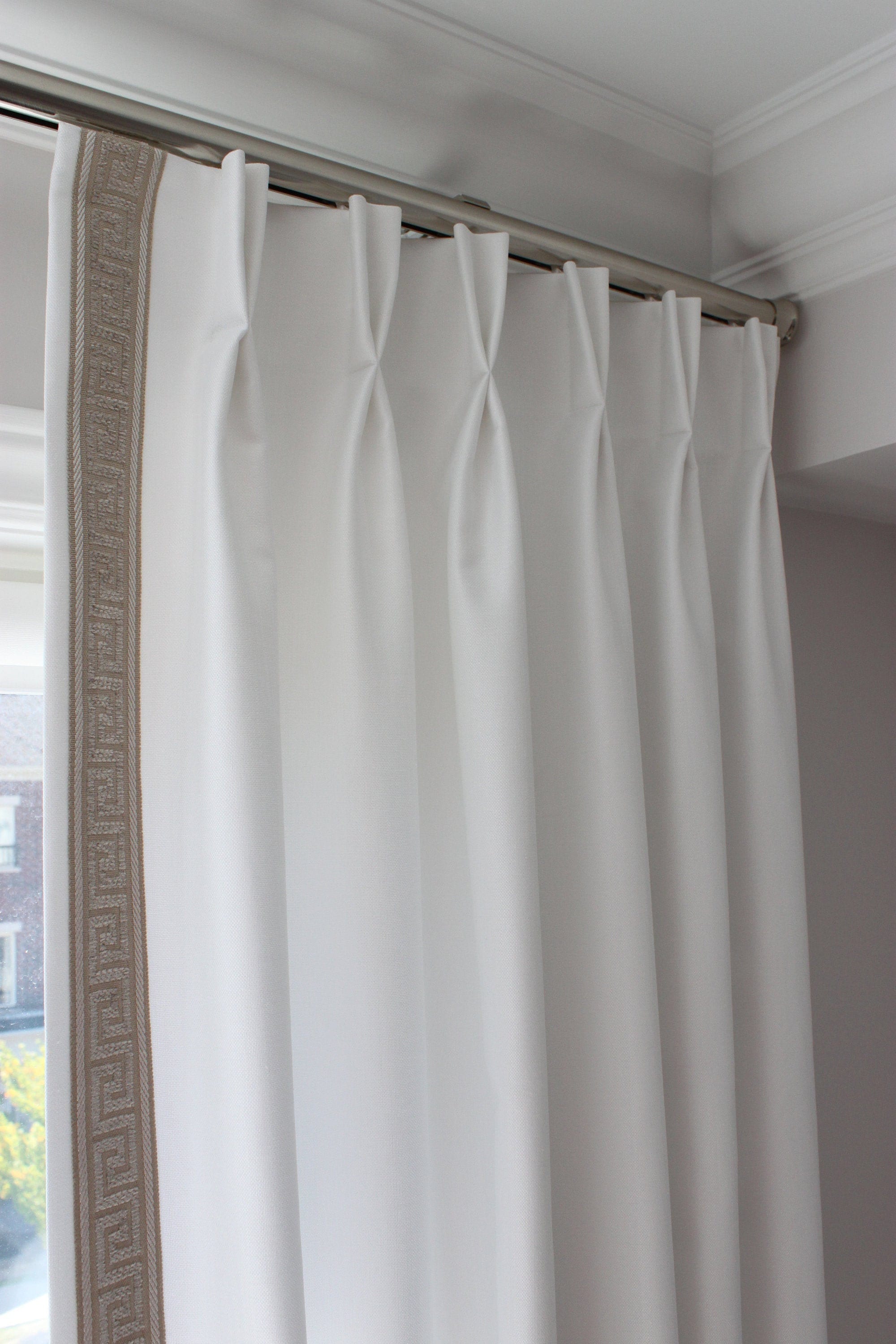 Curtains With Ribbon Trims, Custom Draperies With Border Trim