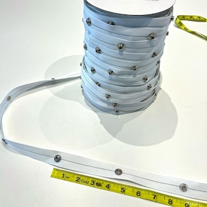 Ripple Fold Snap Tape by the Yard – White or Clear Drapery Header Tape with Metal Snaps | Professional Snap Tape for Ripplefold Curtains
