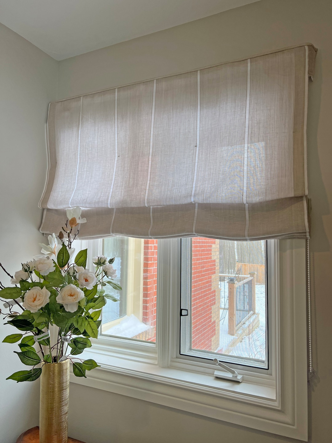 Linen Roman Shades, Sorrento Sand With Chain Mechanism, Italian 100 — free download