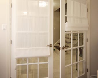 Sheer Faux Linen Roman Shade, Custom Window Treatment