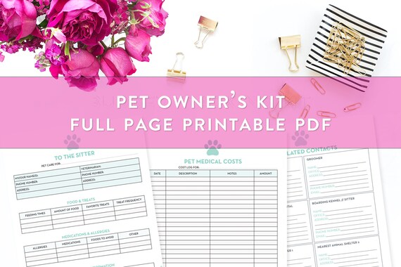 pet printable kits pet information sheet note to the pet sitter