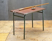 Old Street Vendor Cafe Table Vintage Mid-Century Modern French Industrial Magician Card Trick Flea Market Farmhouse