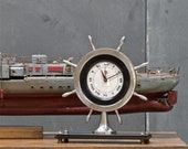 1920s Westclox Ships Wheel Clock Vintage Art Deco Mid-Century Interior Design Decor Nautical Maritime Mantle Hearth