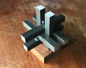 Vintage Table Sculpture Puzzle Rosewood Steel Mid-Century