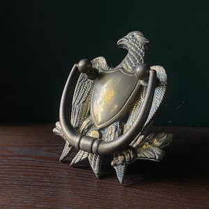 1960s Eagle & Shield Door Knocker Vintage Mid-Century Classic American Rambler Home Brass Decor