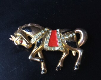 Vintage Horse Brooch Pin Figural Carosel Mid-Century Era