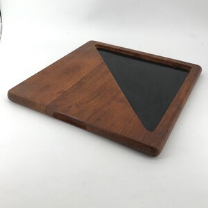 Georges Briard Cutting Board Teak Black Triangle Geometric Vintage Mid-Century Modern 1960s image 2