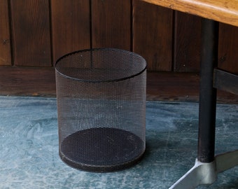 1950s Metal Trash Can Wastebasket Desk Office Vintage Mid-Century Mesh Wire Expanded Arts