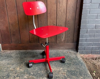 Vintage Rabami Kevi Chair Made in Denmark Red MCM Task Chair by Jorgen Rasmussen
