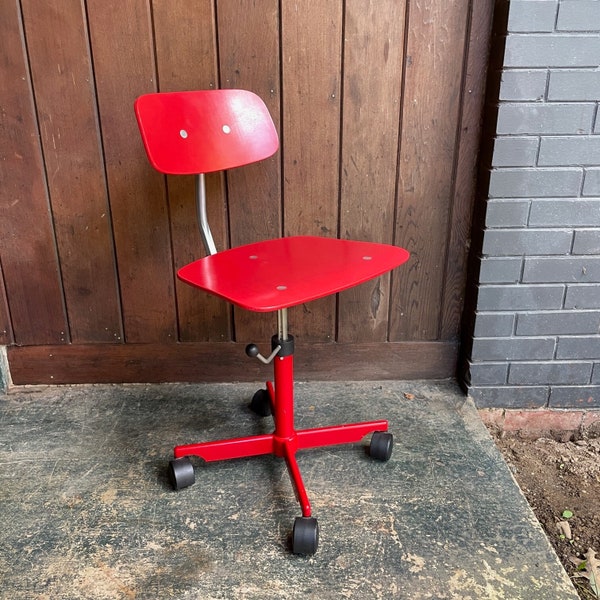 Vintage Rabami Kevi Chair Made in Denmark Red MCM Task Chair by Jorgen Rasmussen