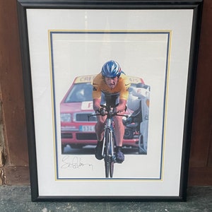 Lance Armstrong Bicycle Racer Large Autographed Photo Giclee Poster Vintage Cycle Time Trial image 1
