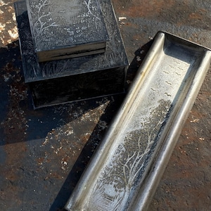 Kronheim Oldenbusch Co. Silver Plated Inkwell Box Pen Tray Relief Birds Pastoral Scene Vintage Antique