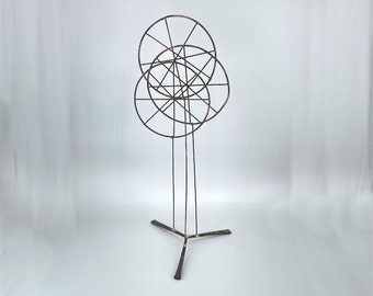 1960s Mid-Century Vintage Authentic Brazen Nail Sculpture Table Kinetic Model Starburst like C.Jere