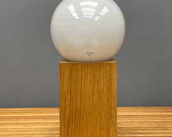 Bill Curry style 1970s Table Desk Lamp Oak Block Base Vintage Mid-Century