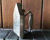 1800s Antique Folding Chrome Cast Iron Waffle Iron Primitive Paperweight Vintage Industrial Panini Maker