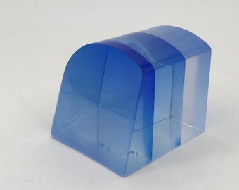 1960s Blue on Sky Blue Lucite Stacked Sculpture Paperweight Resin Light Desk Table