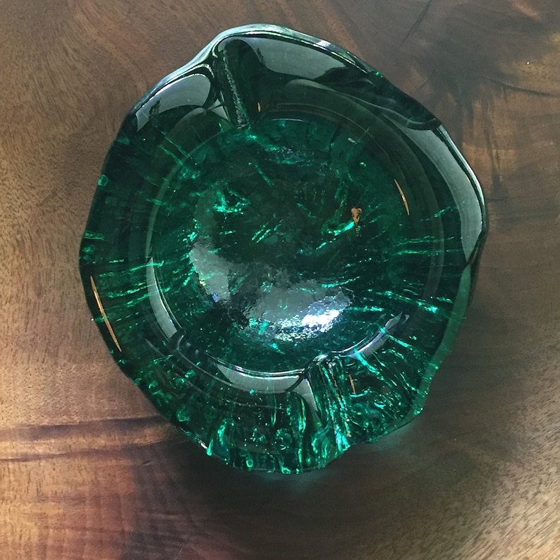 Iitala Emerald Green Glass Ice Ashtray Etsy