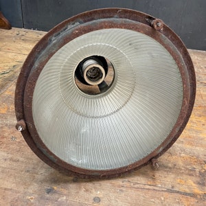 1950s Holophane Factory Ceiling Light Vintage Industrial Shop Lamp image 6