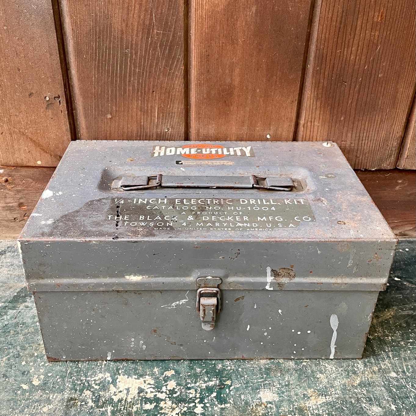 Vintage Black & Decker 1/4 Electric Home Utility Drill Kit Tool Box 12”