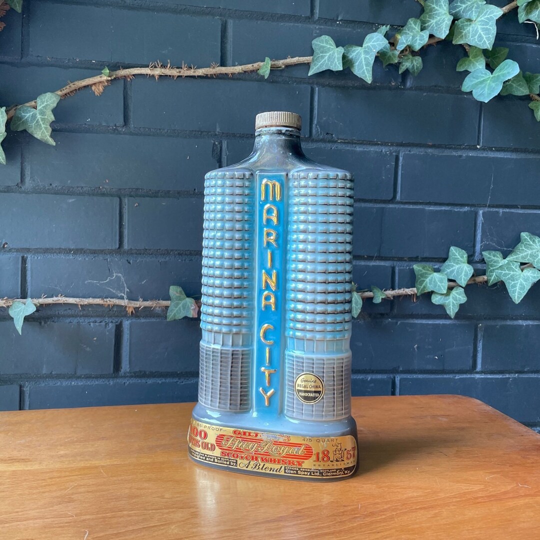 Vintage Jim Beam Scotch Collectible Bottle Twin Tower Mid-century