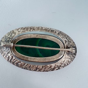 Helsinki Finland Erik Granit Brooch Sterling Malachite Modernist image 7