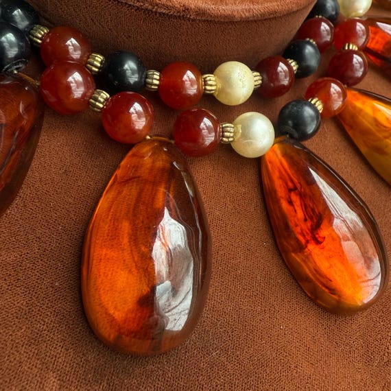 Vintage Bakelite Necklace Iced Tea - image 3