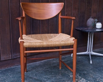 Danish Teak Armchair Peter Hvidt Orla Molgaard-Nielsen Soborg Mobelfabrik Model No.317 Rope Seat