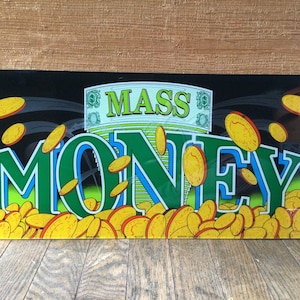 Mass Money Sign Glass Arcade Bar Art Slots Casino Panel Slot Machine Vintage 1 Arm Bandit Gambling Artwork Design image 1