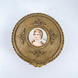 Antike Französische Bronze Portrait Schmuck Schatulle Bild 1