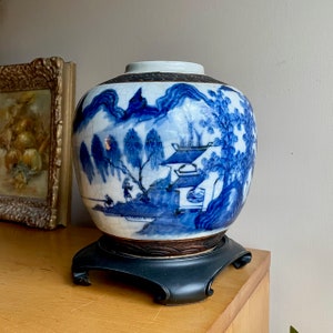 Antique 18th Century Chinese Asian Qing Dynasty Porcelain Blue White Ginger Jar Tongzhi Era Vintage Chinoiserie image 10