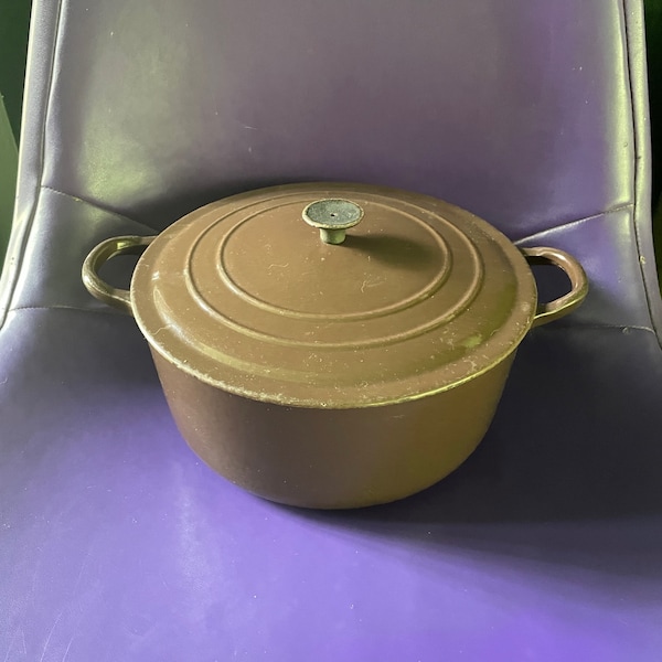 Vintage Le Creuset Pot + Lid Chocolate Brown + Enamel Cast Iron