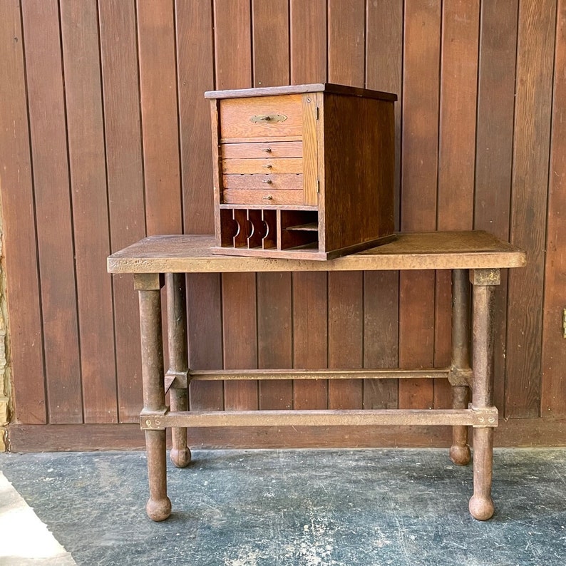 Quarter Sawn Oak Cabinet End Table Mail Pigeon Hole Chest Vintage Office Post Factory Furniture Industrial Mercantile image 1