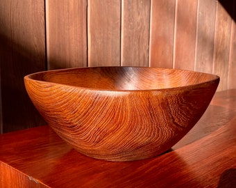 Vintage Goodwood Teak Centerpiece Bowl Mid-Century Teakwood Carved Salad Serving Sculpture Form Dish