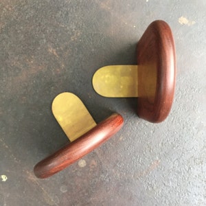 Rosewood Bookends Mid-Century Brass Modernist image 3